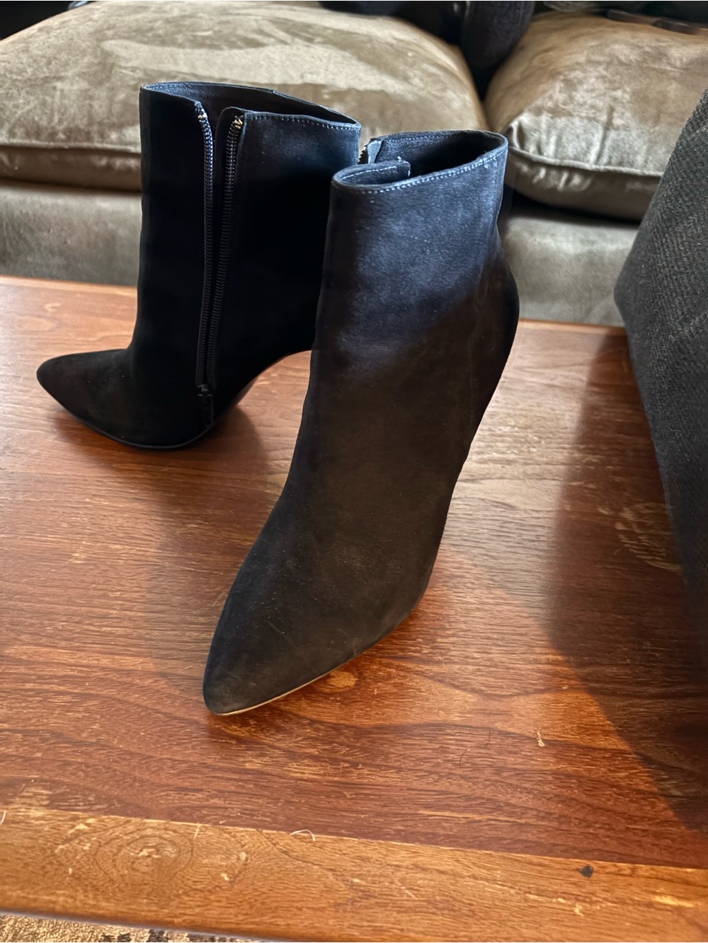 Charles By Charles David Black Suede Pointed Toe Ankle Booties